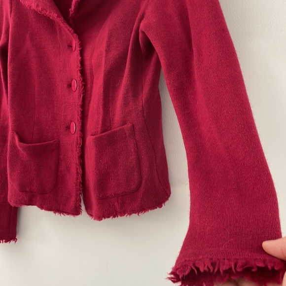 Talbots Vintage Burgundy Sweater Blazer 100% merino wool size S Work/casual - Picture 9 of 11